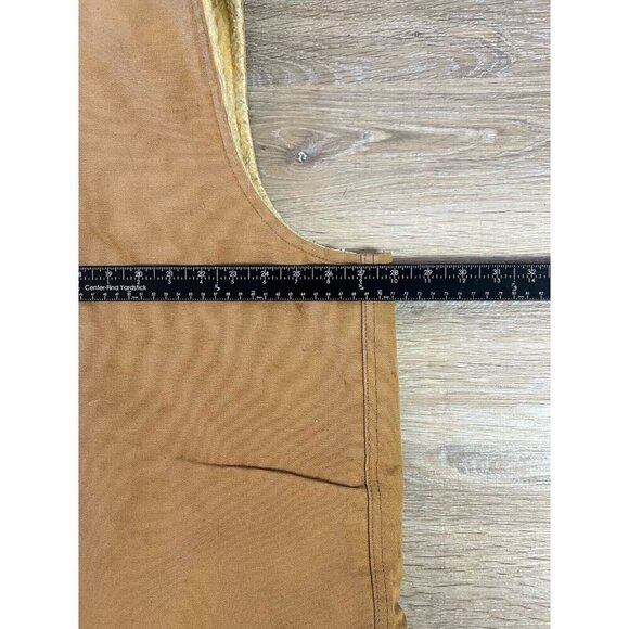 Vtg Carhartt Canvas Work Vest Jacket 3XL Tan Brown Sherpa Lined Thrashed Stains - Picture 10 of 11